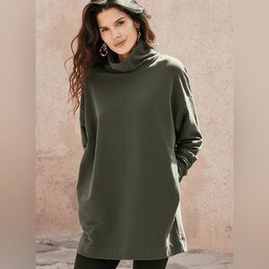 Peruvian Connection - Chelsea Tunic - Forest Green Cowl Neck Sweater